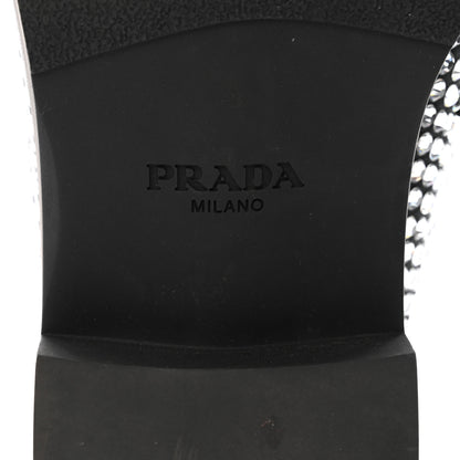 Prada Satin Crystal Metal Triangle Logo 40mm Loafer Mules 38.5 Cristal 6 of 8