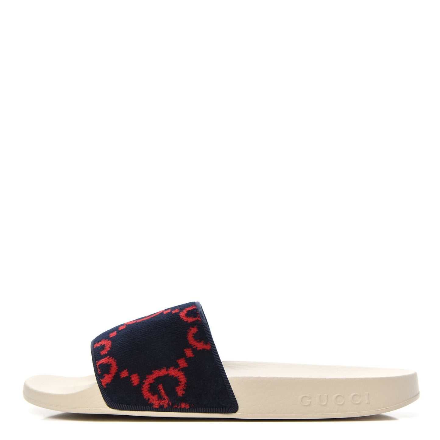 Terry Cloth GG Monogram Slide Sandals 37 Blue Red