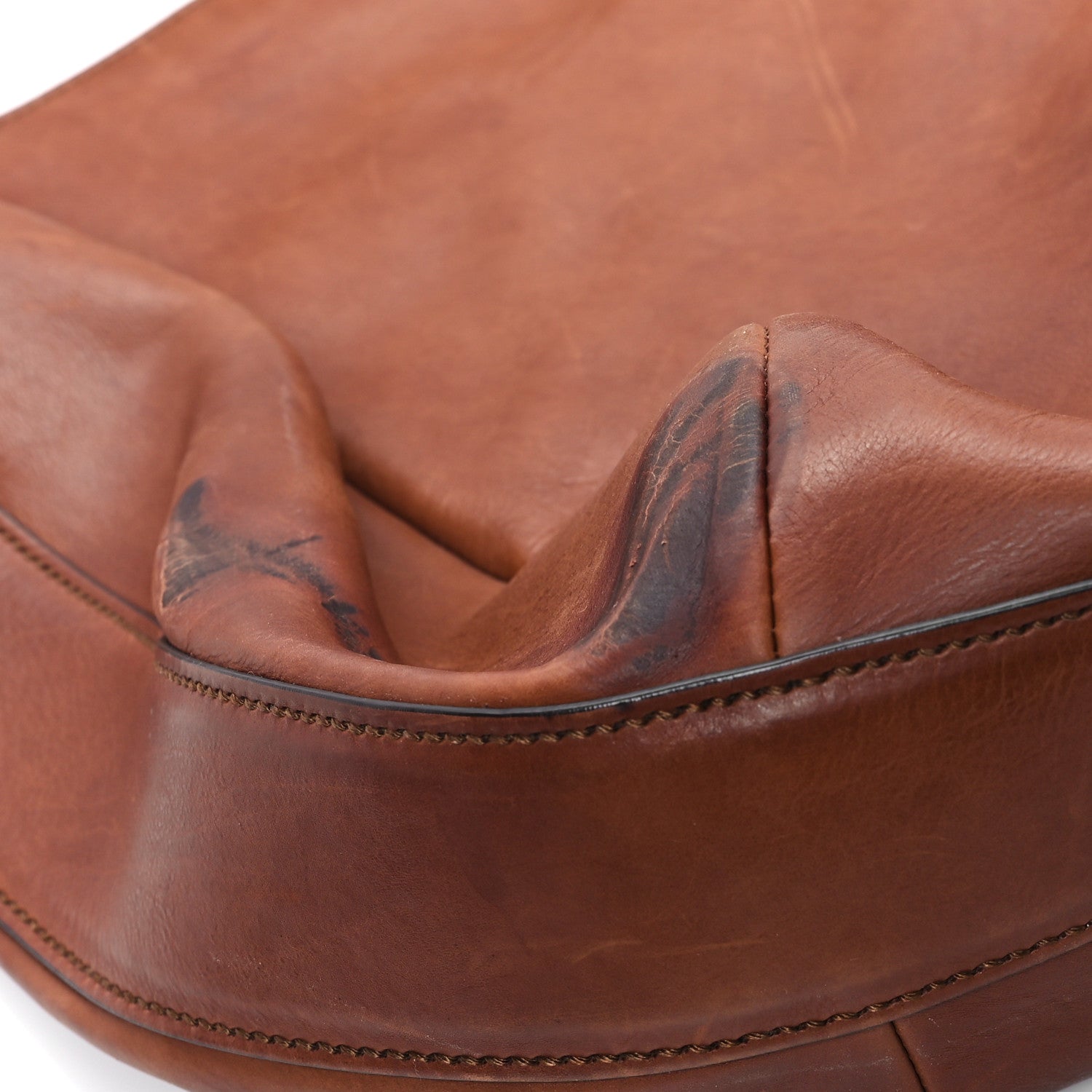 Gucci Washed Soft Calfskin Ribot Horse Heads Hobo Marrone Medio 12 of 13