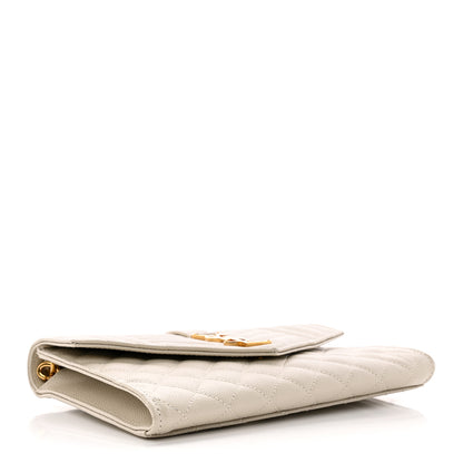 Saint Laurent Grain De Poudre Textured Mixed Matelasse Triquilt Monogram Clutch Blanc Vintage 4 of 13