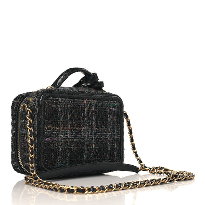 Chanel Tweed Snakeskin Quilted Small CC Filigree Vanity Case Navy Multicolor 3 of 9