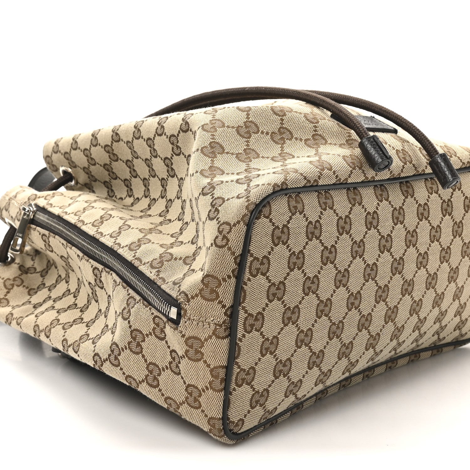 Gucci Monogram Dollar Calfskin O Drawstring Backpack Beige Ebony Testa di Moro Dark Chocolate 9 of 10