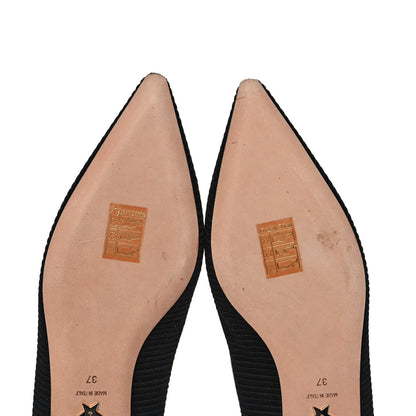 Christian Dior Fabric Ribbon Embroidered J'Adior Ballet Flats 37 Black 9 of 10
