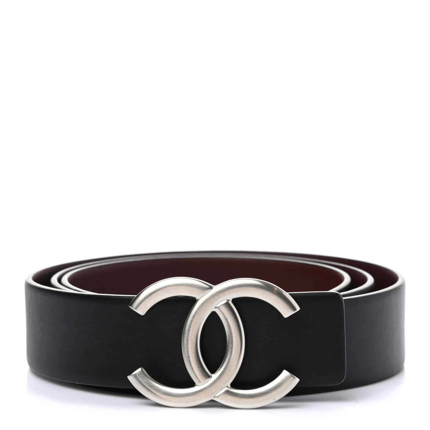 Calfskin CC Reversible Belt 90 Black Burgundy
