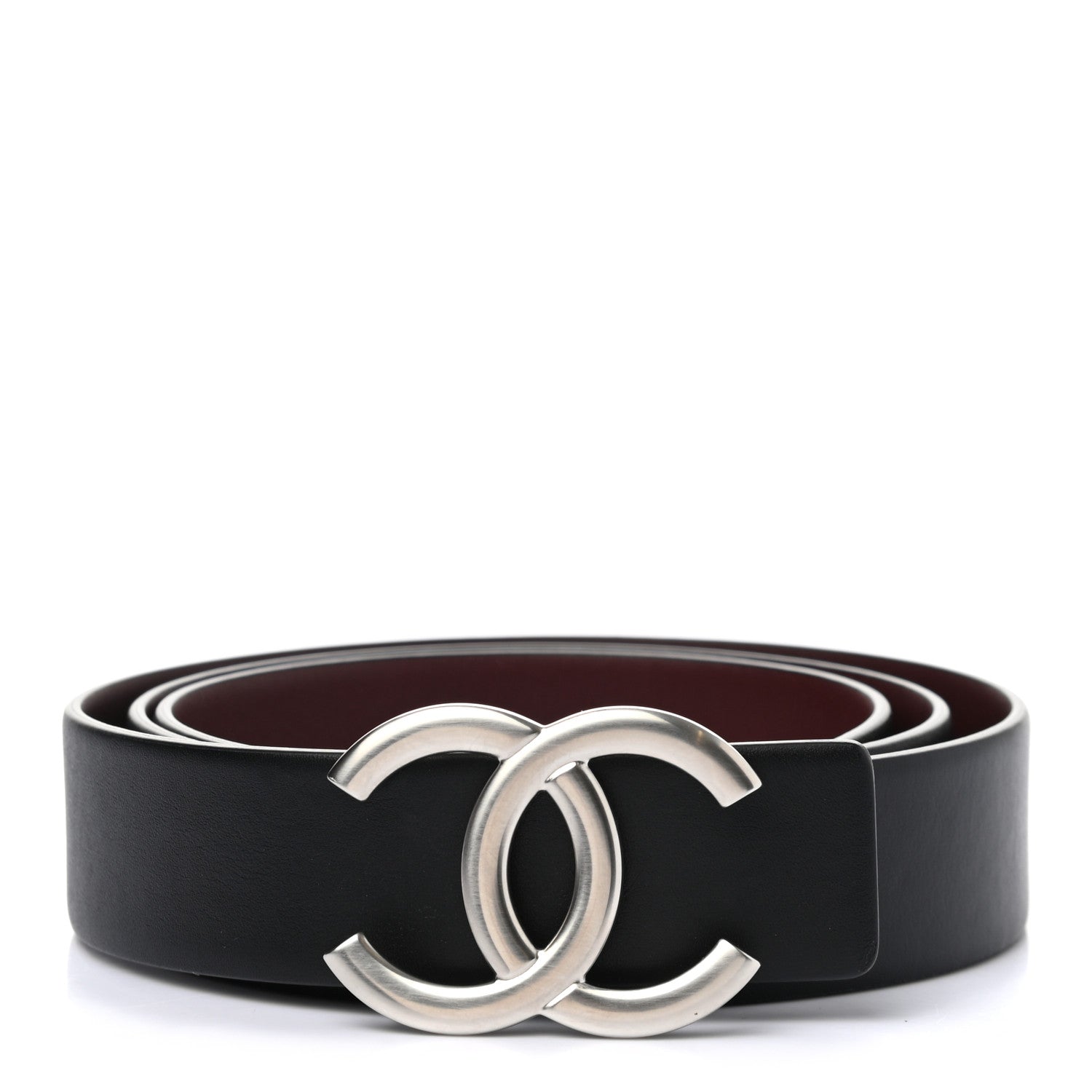 Chanel Calfskin CC Reversible Belt 90 Black Burgundy 1 of 6