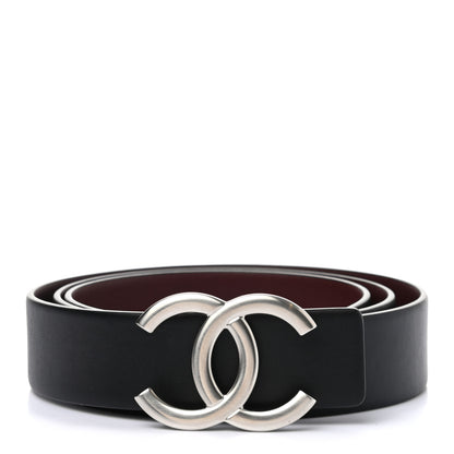 Chanel Calfskin CC Reversible Belt 90 Black Burgundy 1 of 6