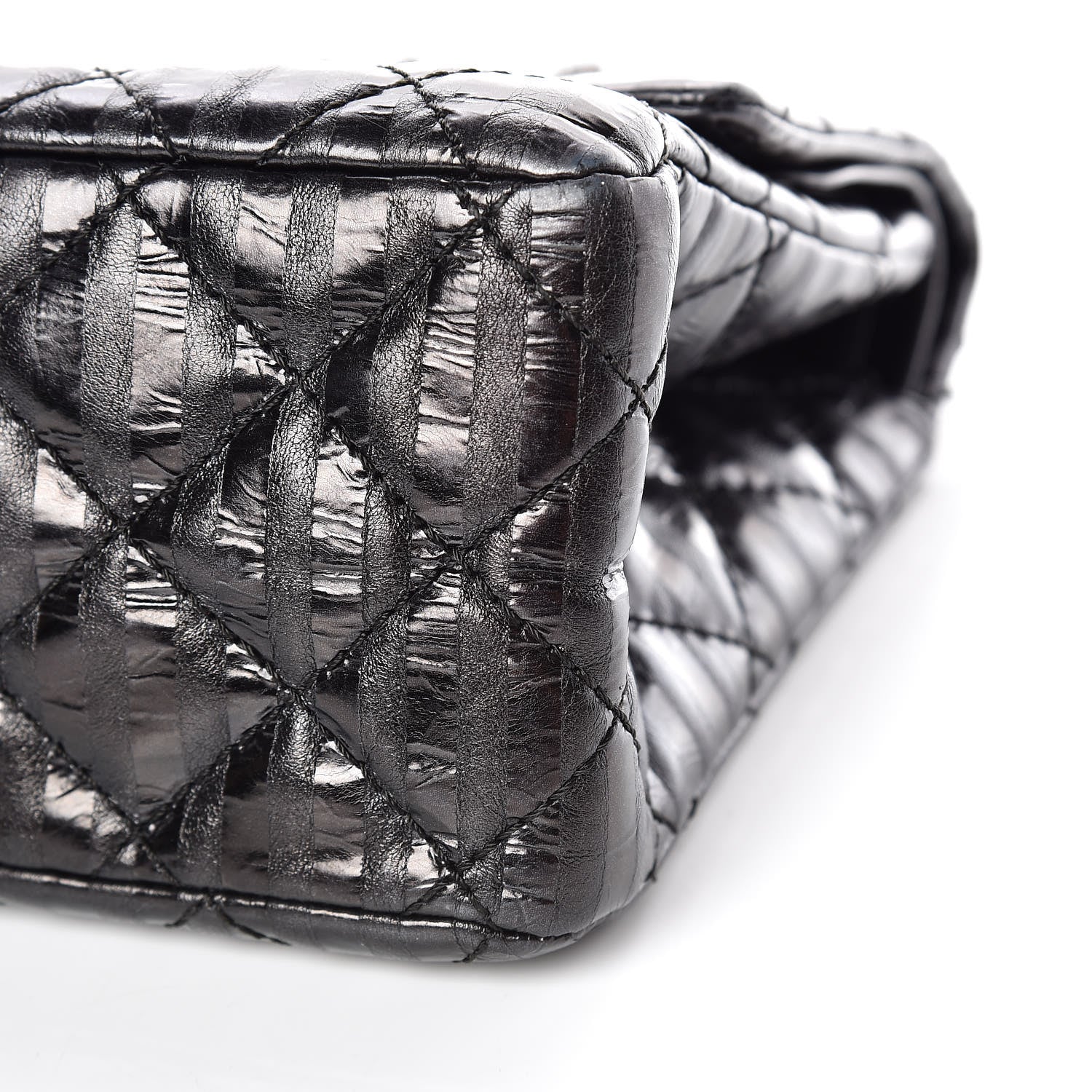 Chanel Metallic Calfskin Striped 2.55 Reissue 226 Flap Black 6 of 11