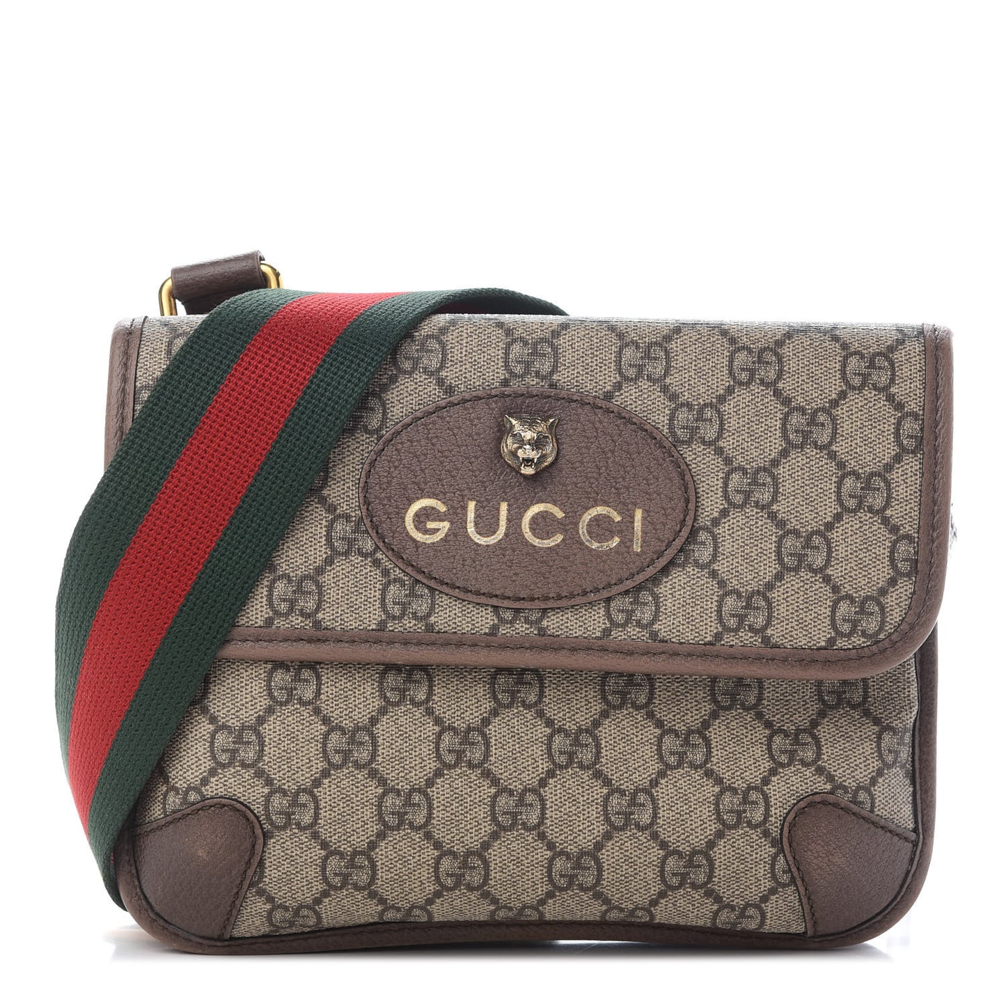 GG Supreme Monogram Web Small Neo Vintage Double Flap Messenger Bag Beige New Acero