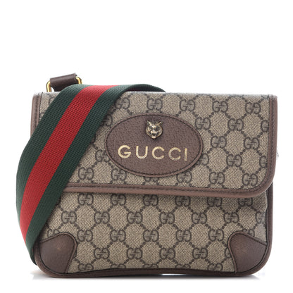 Gucci GG Supreme Monogram Web Small Neo Vintage Double Flap Messenger Bag Beige New Acero 1 of 14