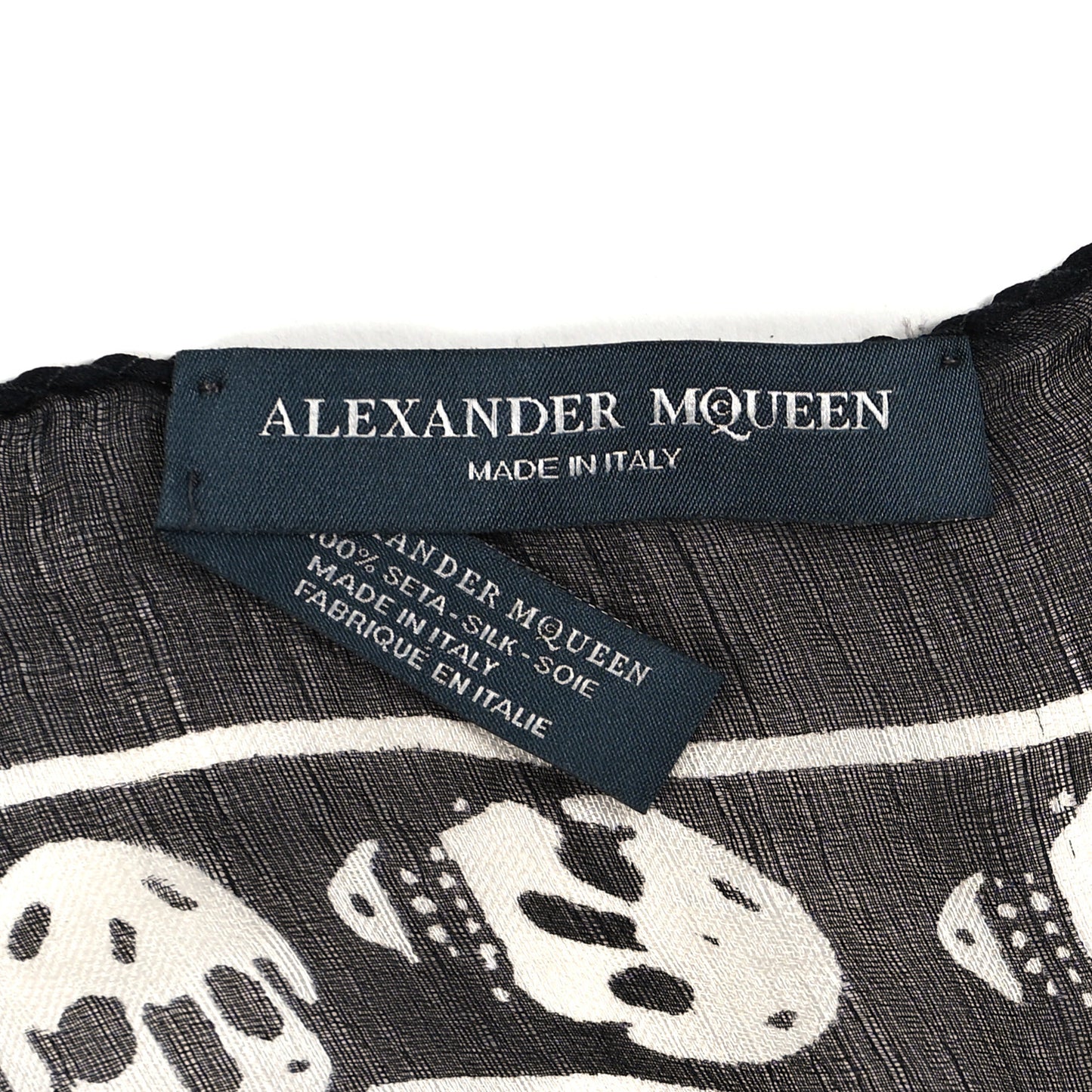 Silk Chiffon Skull Scarf Black Ivory