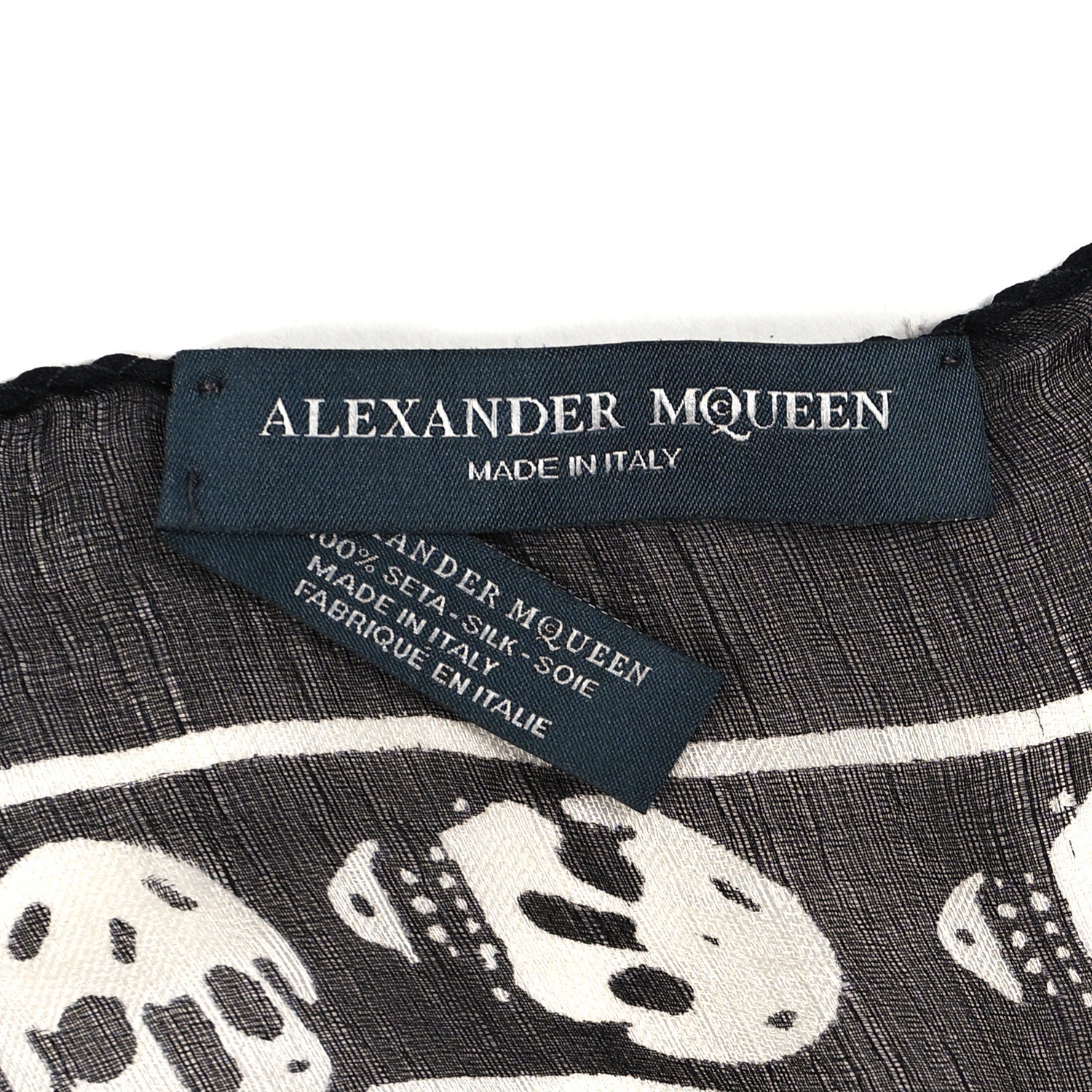 Alexander McQueen Silk Chiffon Skull Scarf Black Ivory 3 of 4
