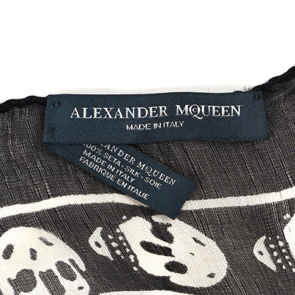 Alexander McQueen Silk Chiffon Skull Scarf Black Ivory 3 of 4