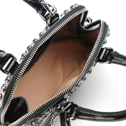 Prada Saffiano Vernice Crystal Studded Mini Promenade Tote Black 5 of 7