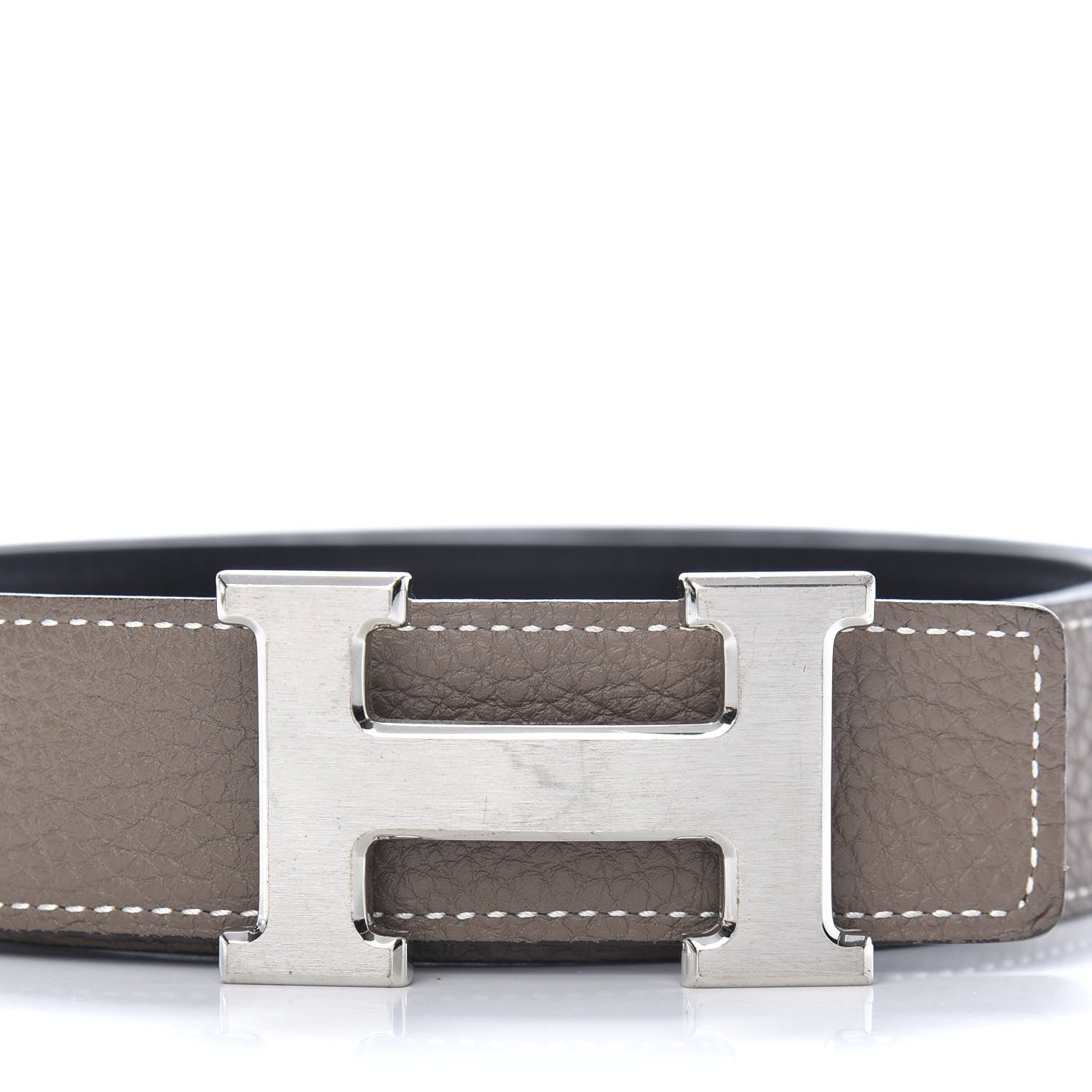 Hermes Togo Box H Belt 90 Etoupe Black 3 of 6