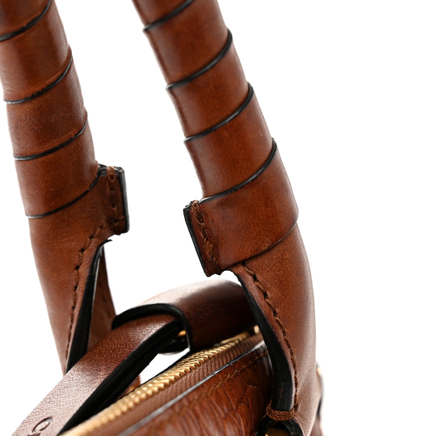 Calfskin Crocodile Embossed Medium Marcie Satchel Mahogany