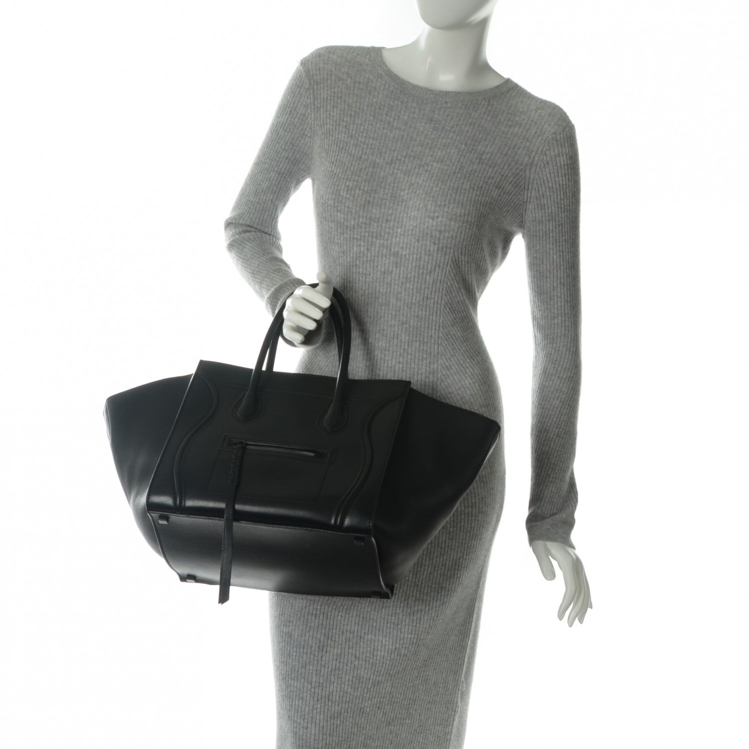 Celine Supple Calfskin Medium Phantom Luggage Black 2 of 7