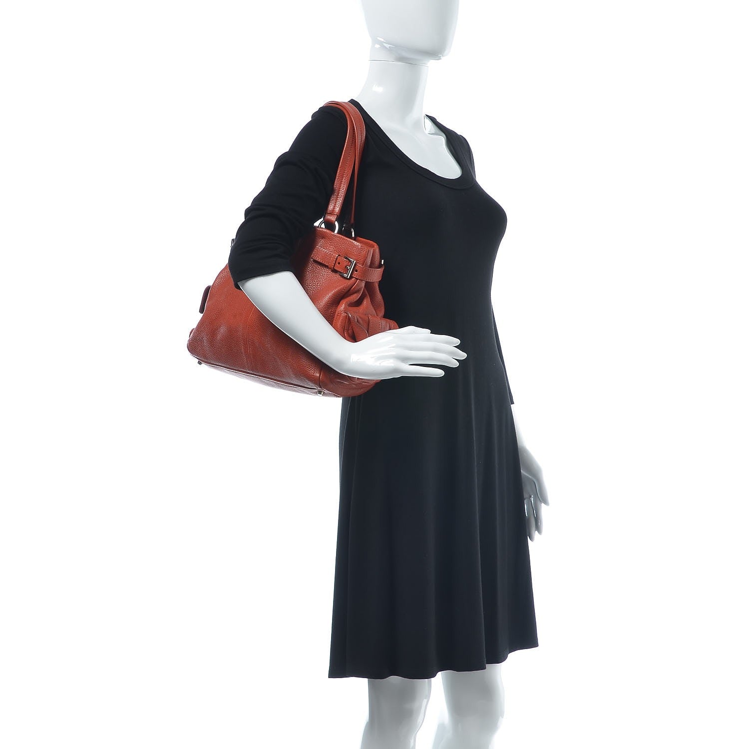 Prada Vitello Daino Shoulder Bag Arancio 2 of 17