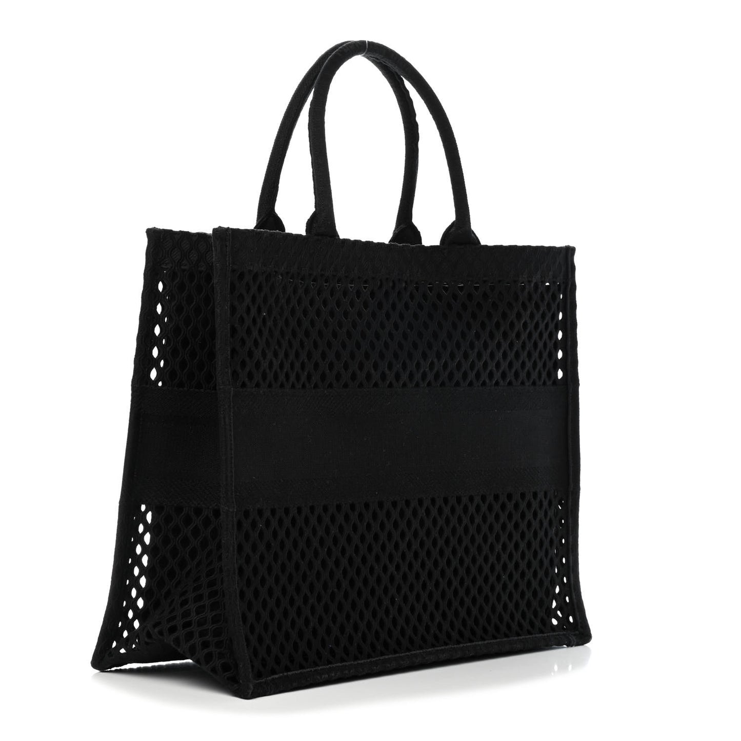 Mesh Embroidered Book Tote Black