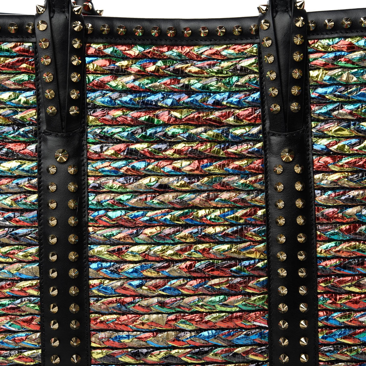 Christian Louboutin Calfskin Metallic Straw Spikes East West Cabata Tote Multicolor 10 of 10