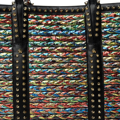 Christian Louboutin Calfskin Metallic Straw Spikes East West Cabata Tote Multicolor 10 of 10