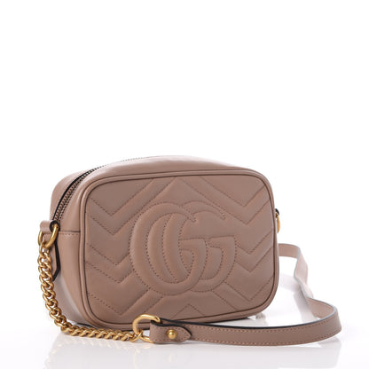 Gucci Calfskin Matelasse Mini GG Marmont Chain Shoulder Bag Nude 3 of 7