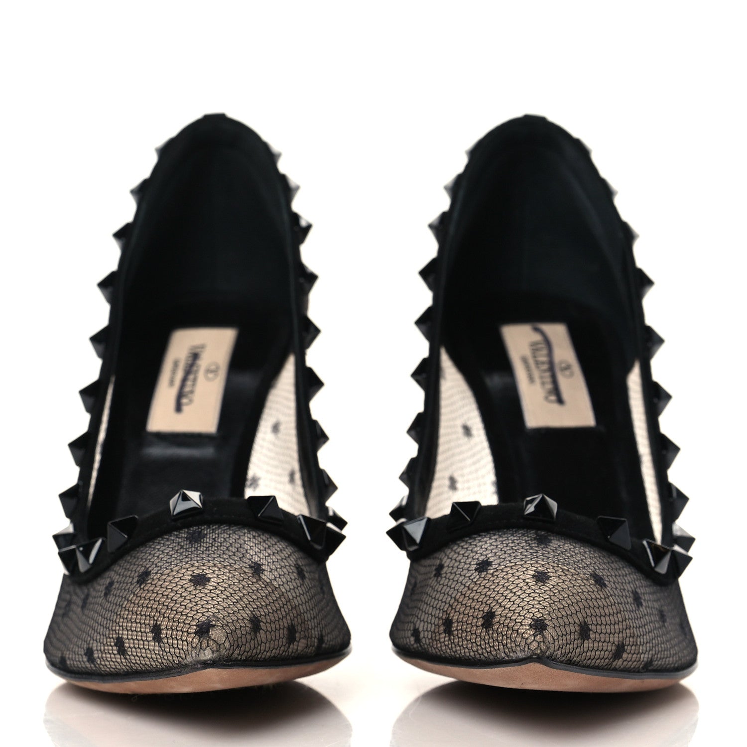 Valentino Garavani Mesh Point d'Esprit Calfskin Rockstud 85mm Pumps 37 Black 2 of 10
