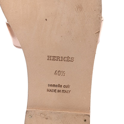 Hermes Metallic Calfskin Oran Sandals 40.5 Rose Dore 6 of 8