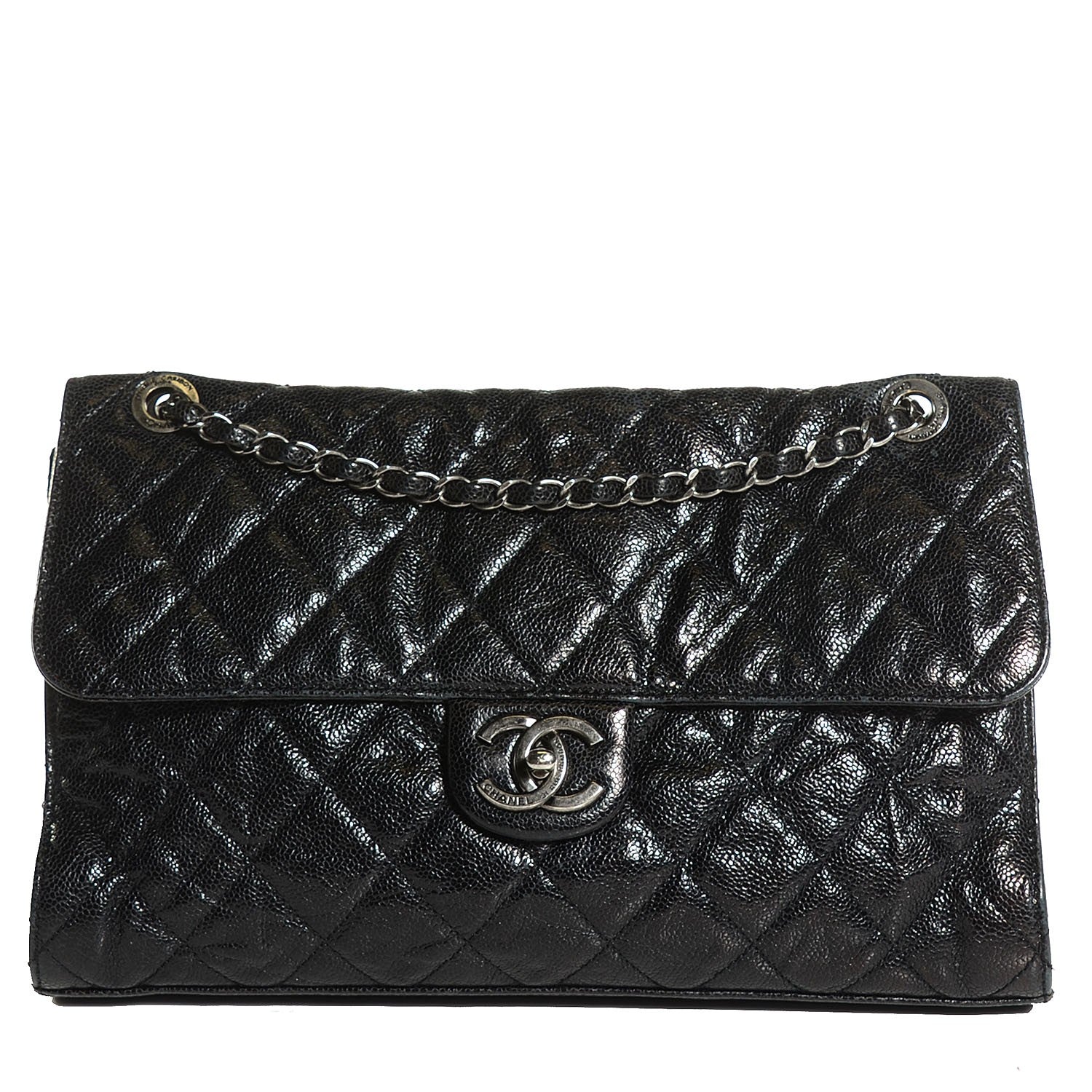 Chanel Crumpled Grained Calfskin CC Crave Jumbo Flap Black 1 of 9