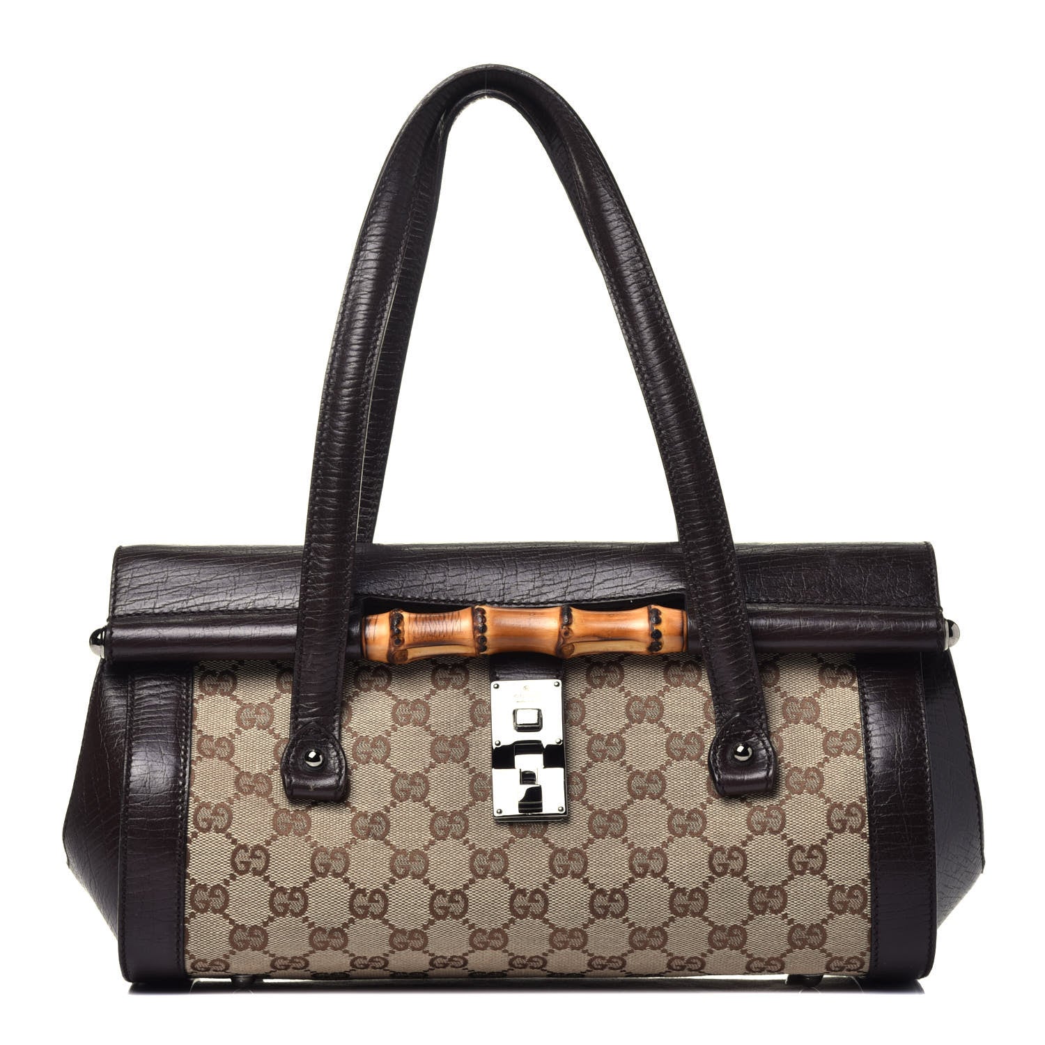 Gucci Monogram Bamboo Bullet Bag Dark Brown 1 of 9