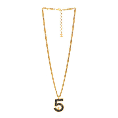 Chanel Metal Resin Chain CC No.5 Necklace Gold Blue 3 of 5