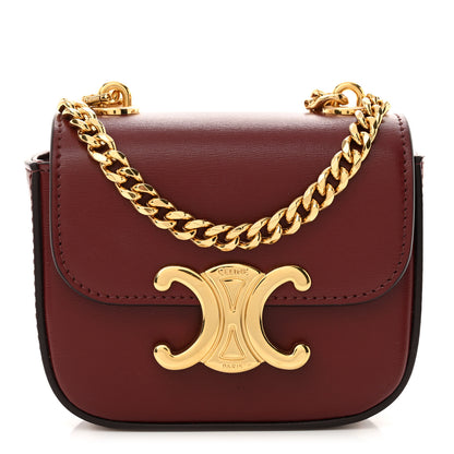 Celine Shiny Calfskin Mini Chain Claude Burgundy 1 of 10