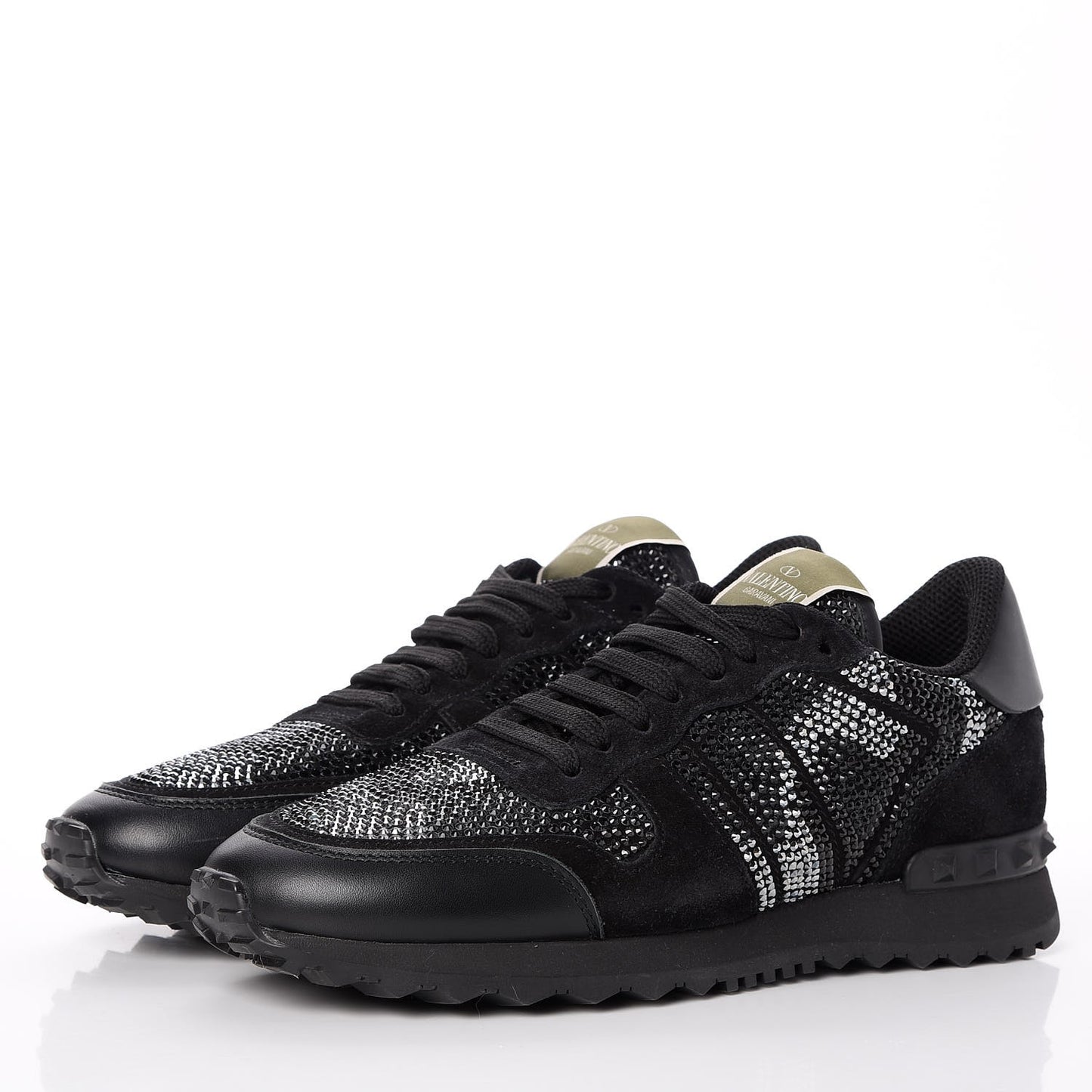 Glitter Suede Womens Rockrunner Sneakers 38 Black