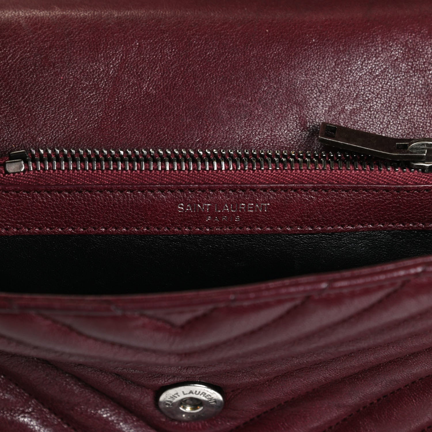 Saint Laurent Sheepskin Matelasse Chevron Monogram Medium College Bag Rouge Legion 6 of 12