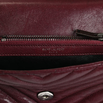 Saint Laurent Sheepskin Matelasse Chevron Monogram Medium College Bag Rouge Legion 6 of 12
