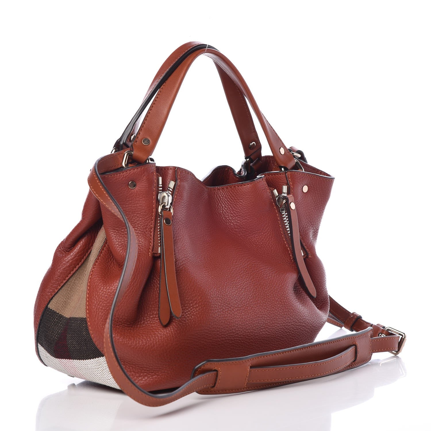 Burberry Grainy Calfskin House Check Small Maidstone Burnt Sienna 3 of 10