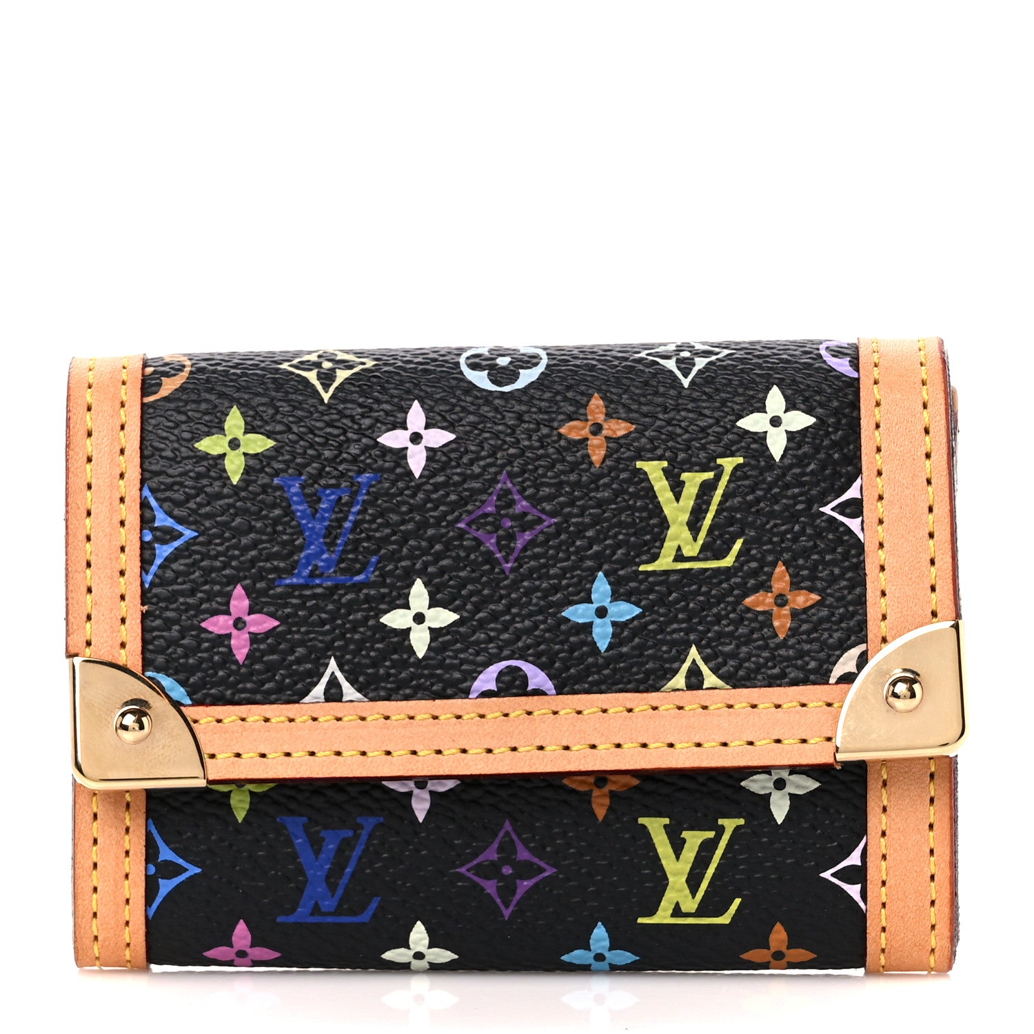 Louis Vuitton Monogram Multicolor Porte-Monnaie Plat Coin Purse Black 1 of 10