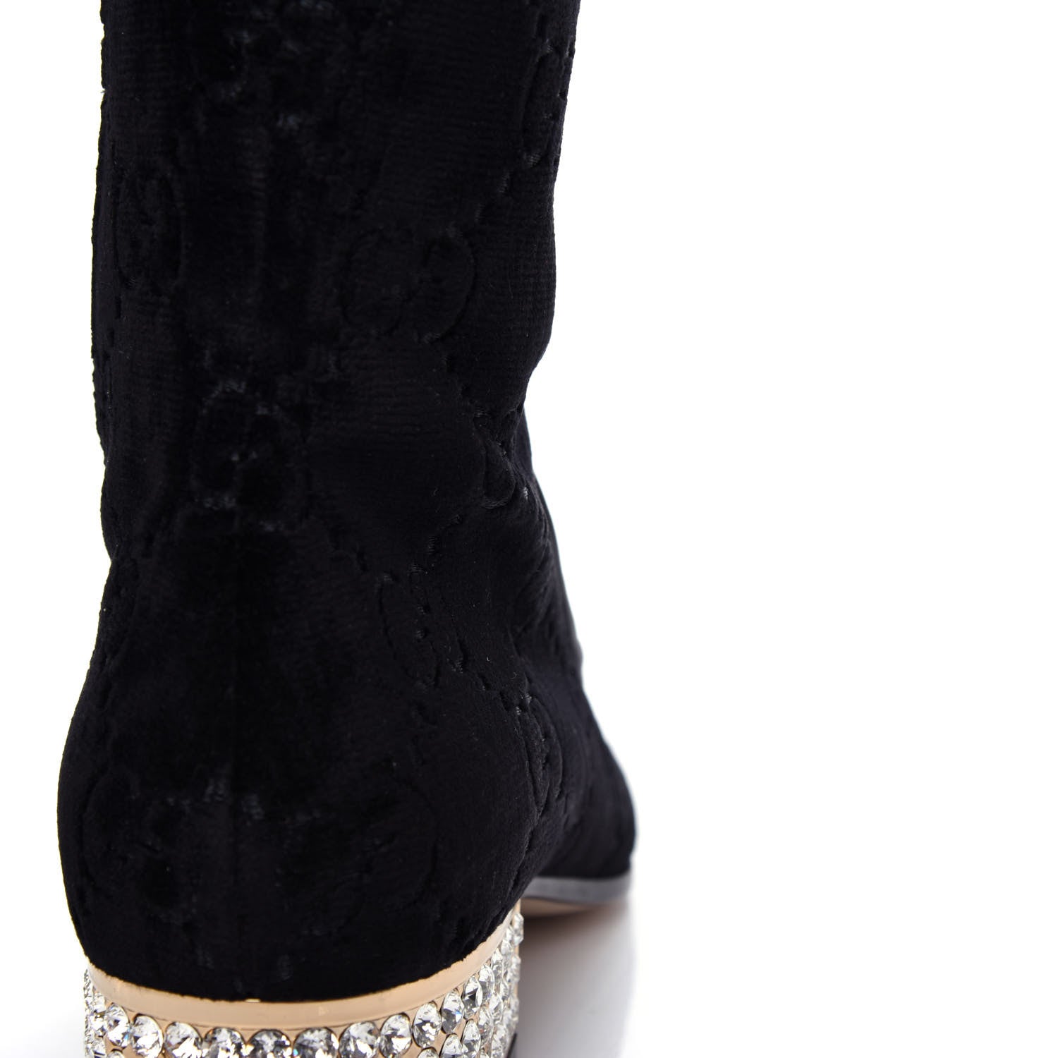 Gucci Velvet GG Monogram Crystal Horsebit Knee High Boots 37.5 Black 11 of 11