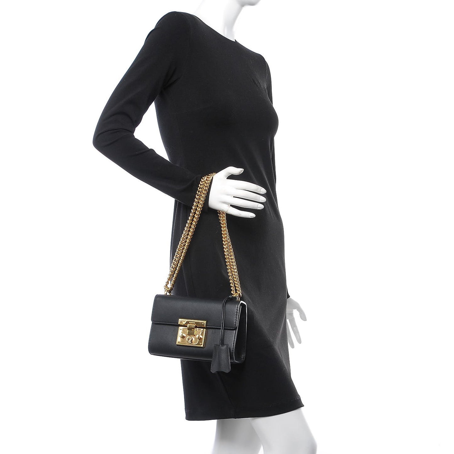 Calfskin Small Padlock Shoulder Bag Black