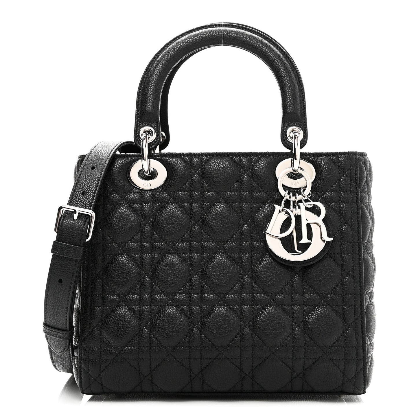 Grained Calfskin Cannage Medium Lady Dior Black