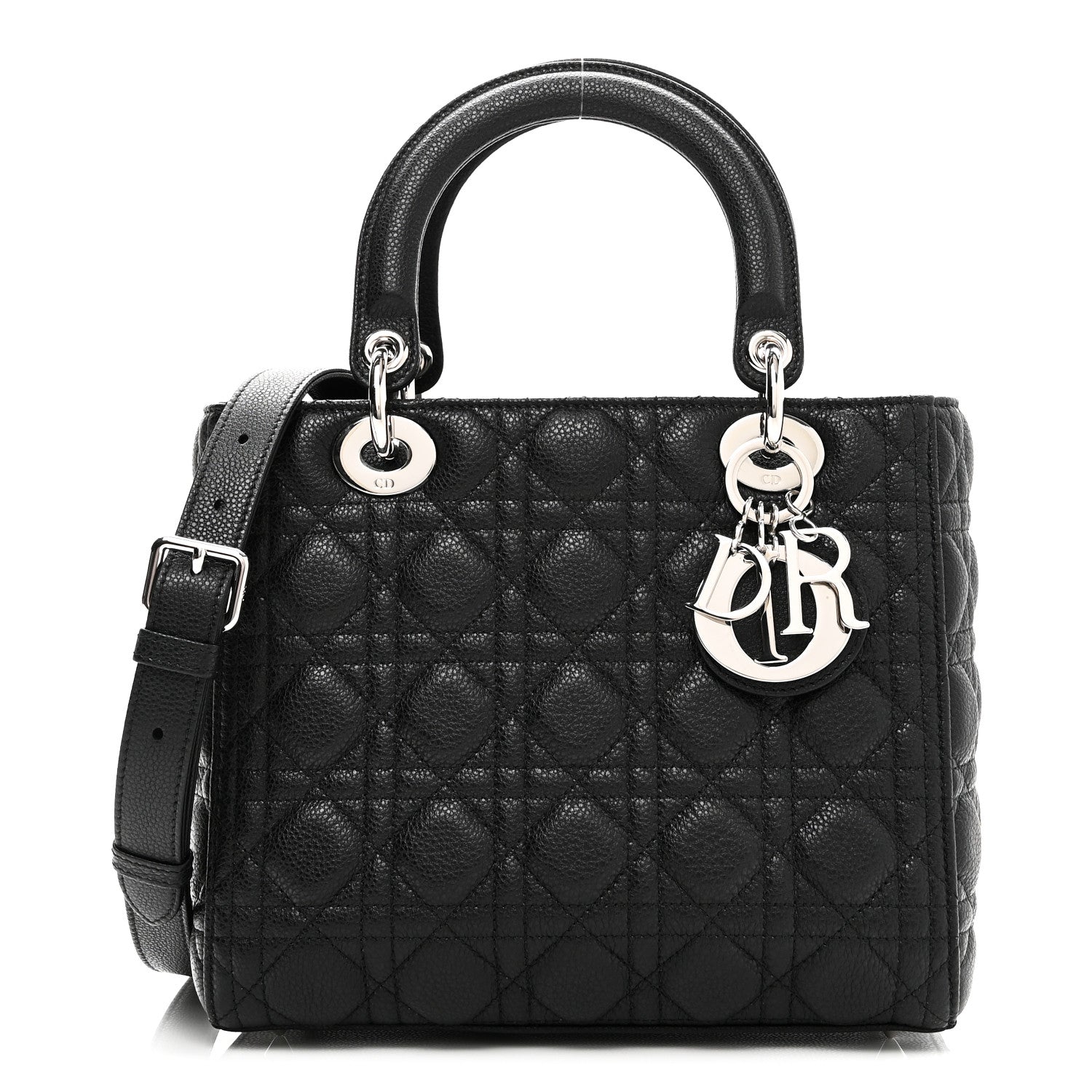 Christian Dior Grained Calfskin Cannage Medium Lady Dior Black 1 of 10