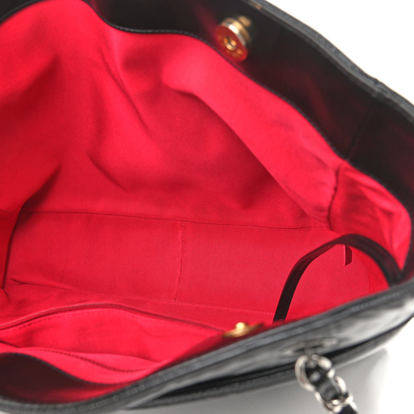 Shiny Aged Calfskin Quilted Large Shopping Bag Black