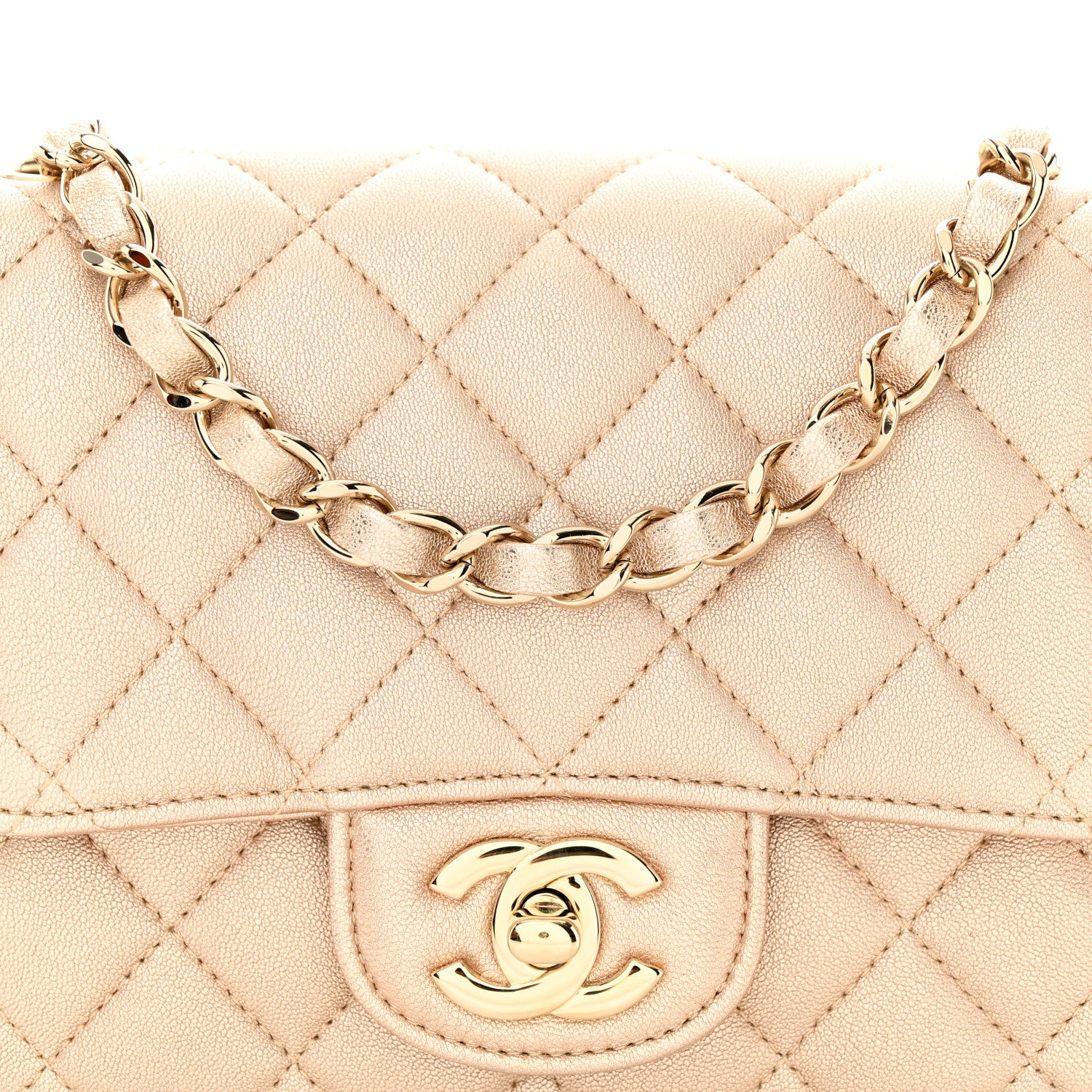 Chanel Metallic Lambskin Quilted Mini Square Flap Gold 8 of 10