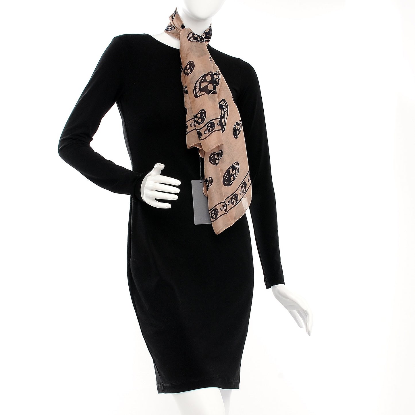 Silk Chiffon Skull Scarf Beige Ivory