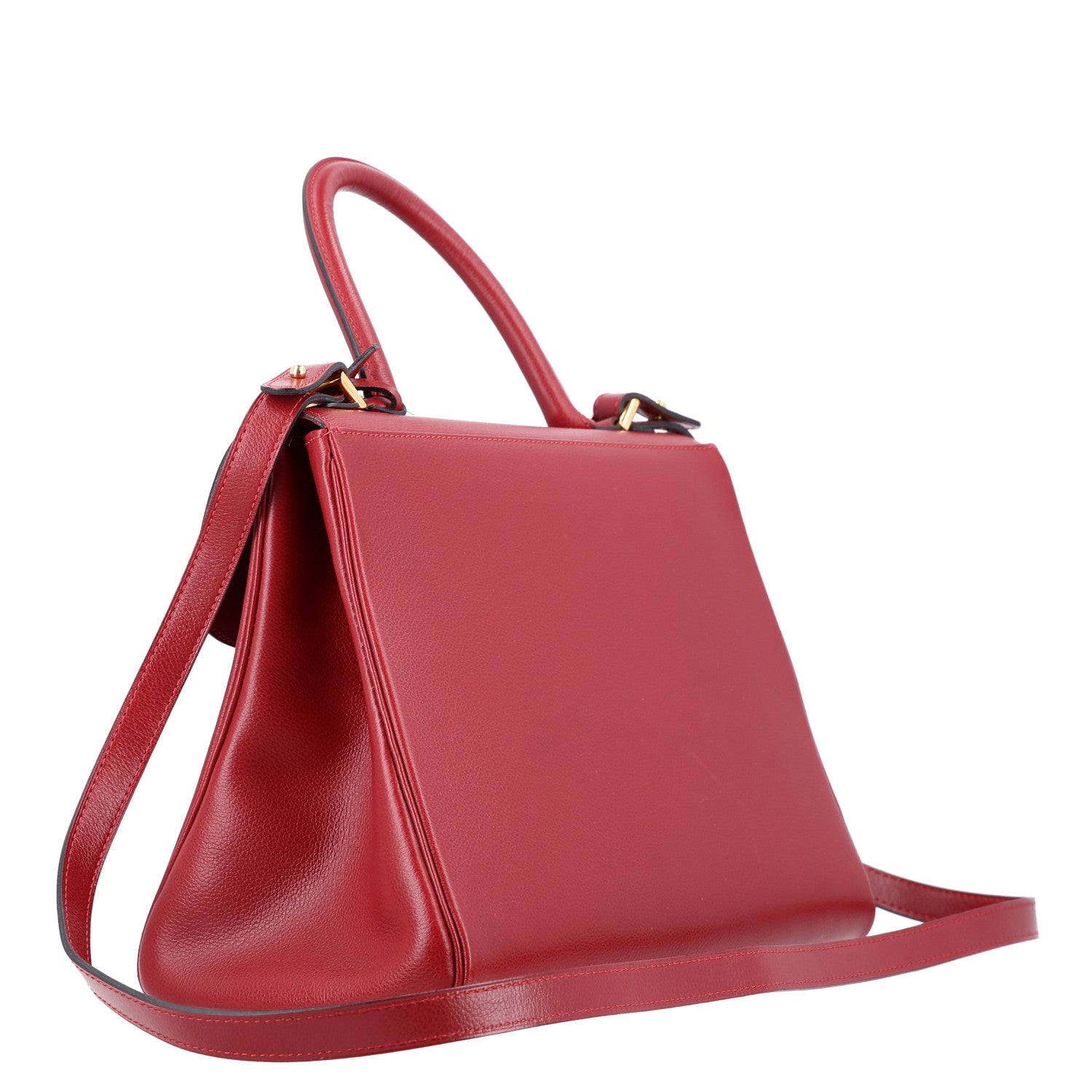 Delvaux Grained Calfskin MM Brillant Satchel Red 4 of 10