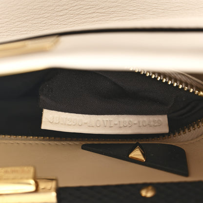 Fendi Vitello Seta Snakeskin Monster Eyes Medium Peekaboo Iconic Satchel  Amido Sand Black 21 of 57