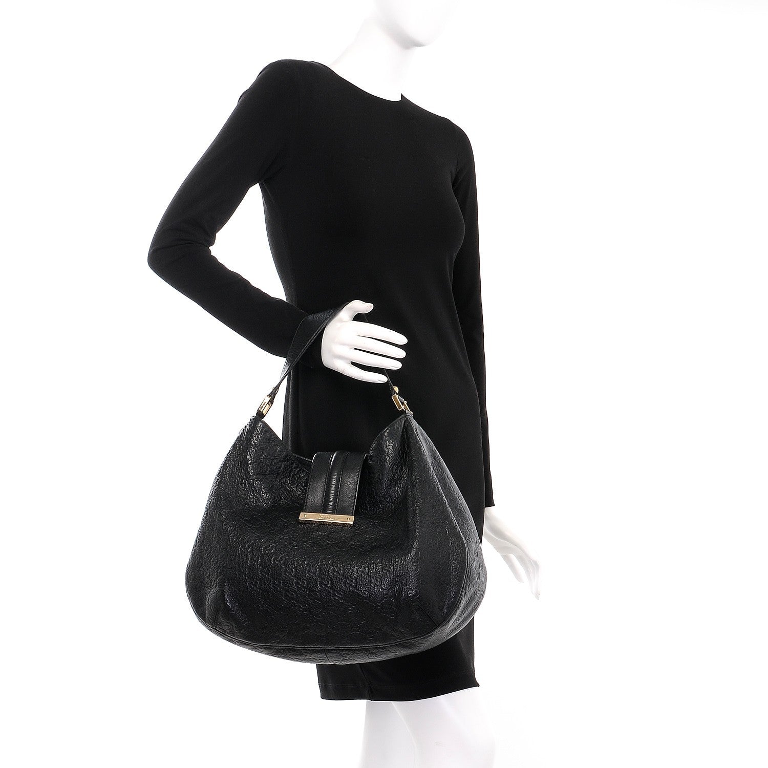 Gucci Guccissima Large New Ladies Web Hobo Black 2 of 8