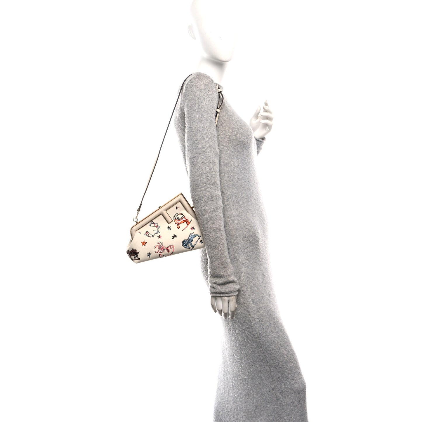 Canvas Ricamo Embroidered Astrology Small Fendi First Grezzo Multicolor