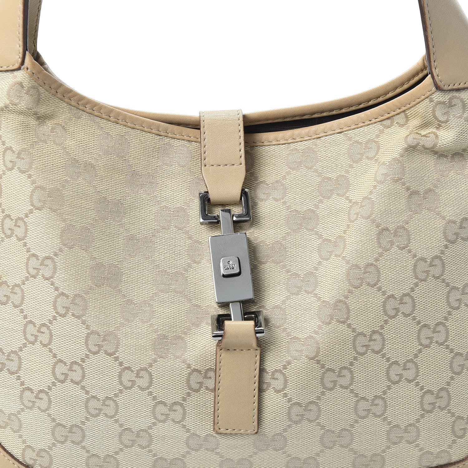 Gucci Monogram Small Jackie O Hobo Beige 9 of 9