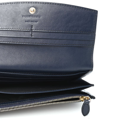 Burberry Calfskin House Check Continental Wallet Navy 3 of 4