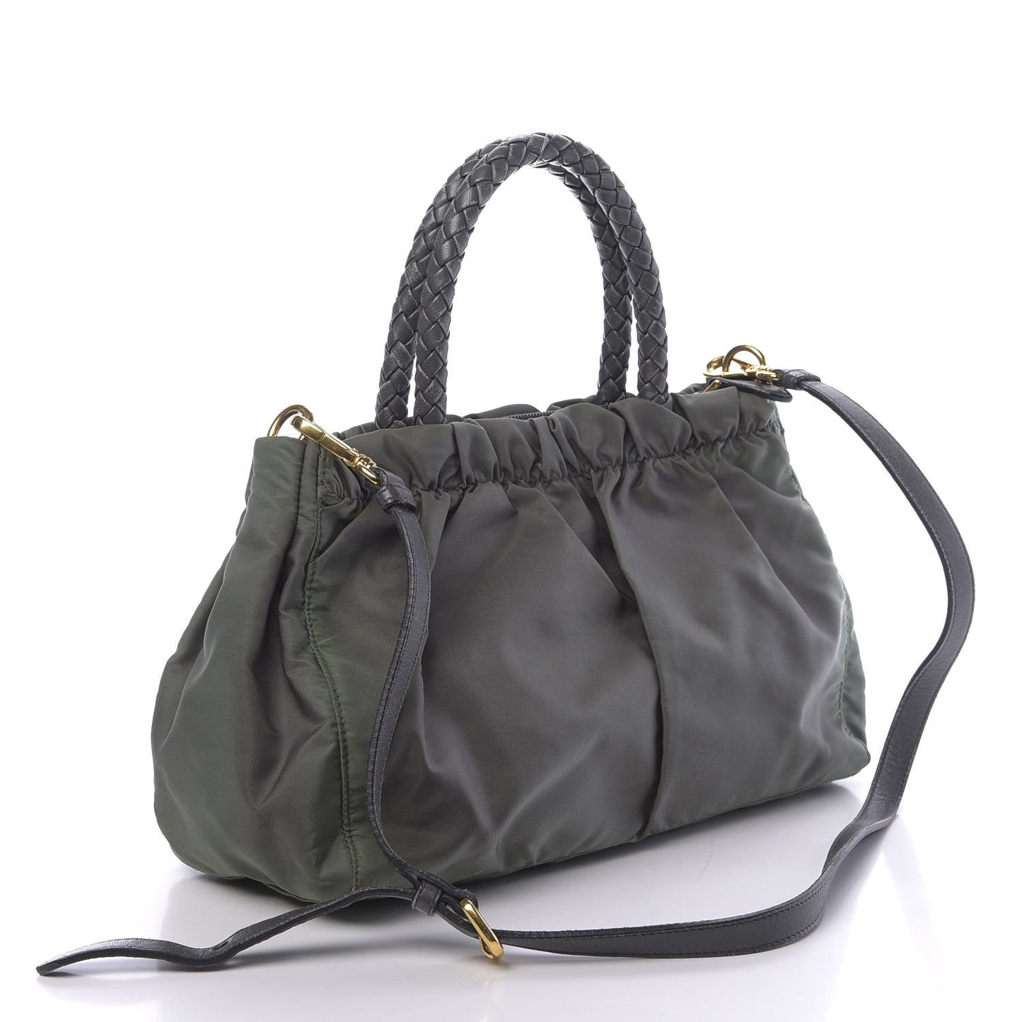 Tessuto Nylon Bow Shoulder Bag Green